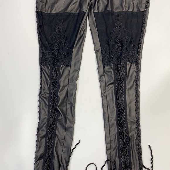 Punk Rave Goth Black Lace Up Leggings Size Small - Picture 3 of 12
